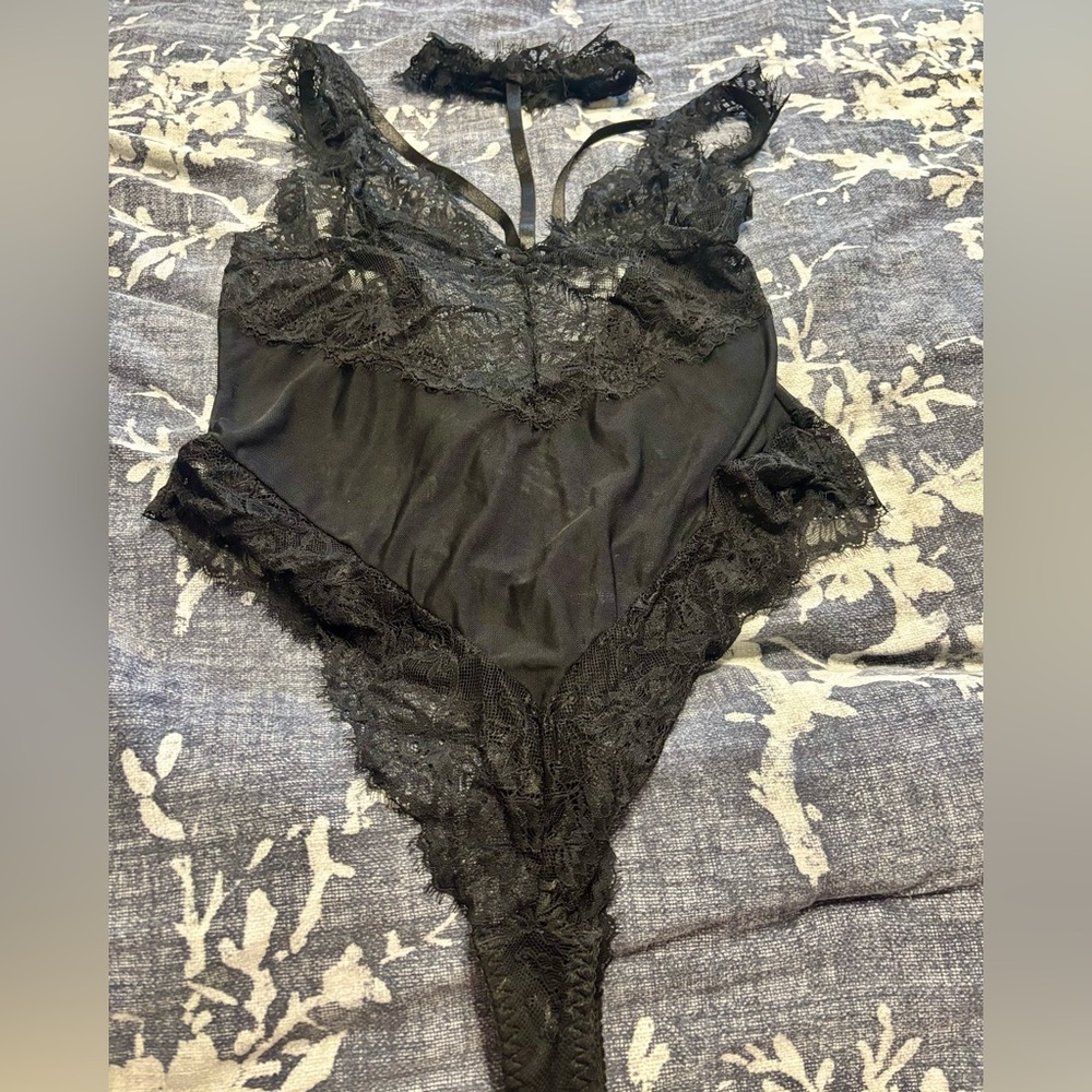 SHEIN Black Lace Chemise Intimates Sleepwear